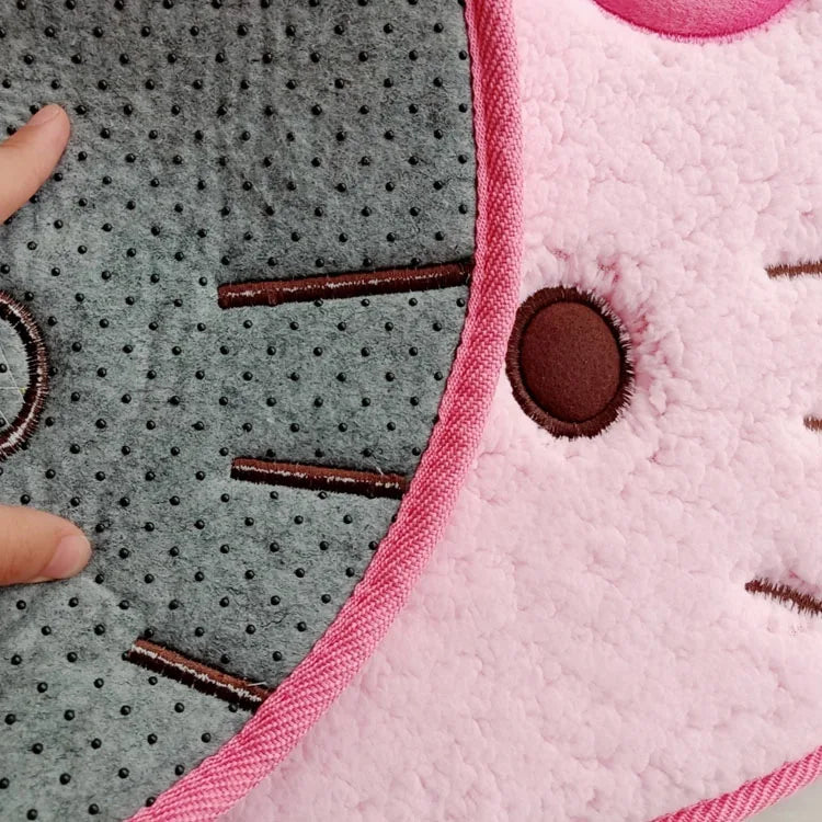 Cute Kitty Tufted Rug – Pink Cartoon Floor Mat for Bedroom or Vanity Room Decor.