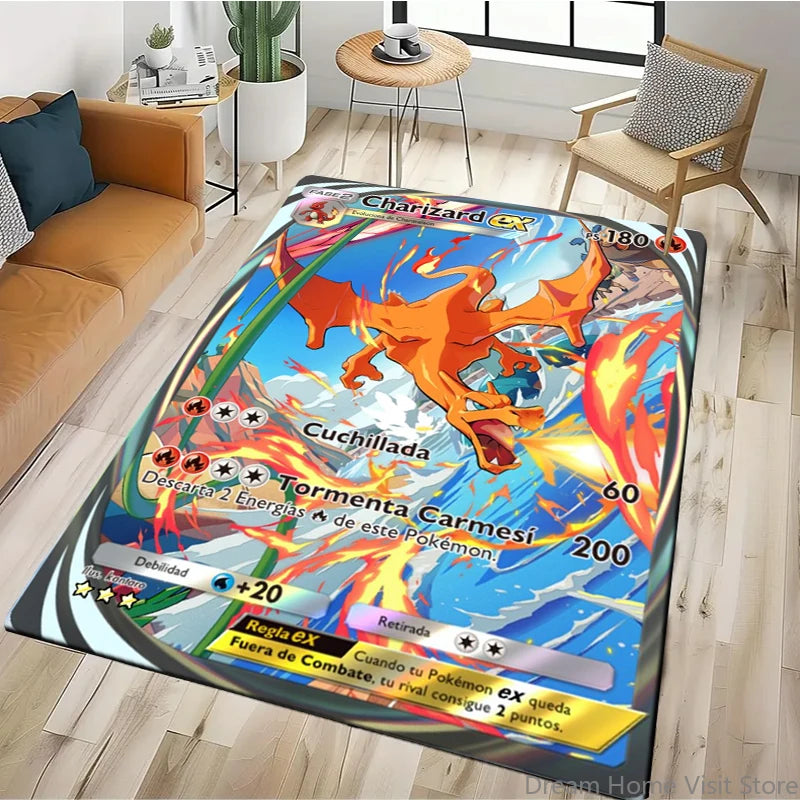 Japanese Anime Retro Pokemon Card Pattern Carpets Bedroom Play Mats Rug Liveroom Home Decor Carpet