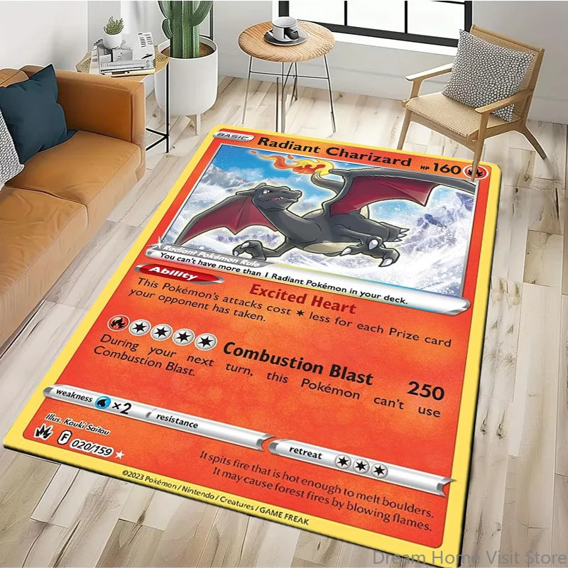 Japanese Anime Retro Pokemon Card Pattern Carpets Bedroom Play Mats Rug Liveroom Home Decor Carpet