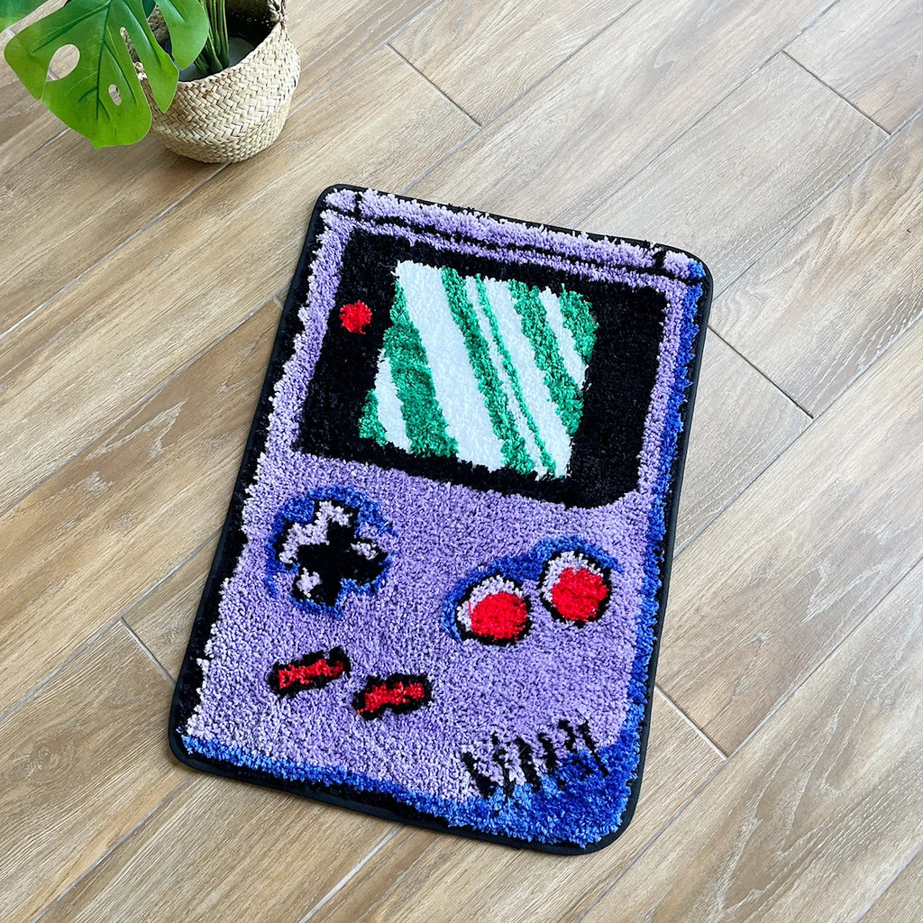 Game Boy Inspired Tufted Rug – Retro Handheld Console Floor Mat for Bedroom or Studio