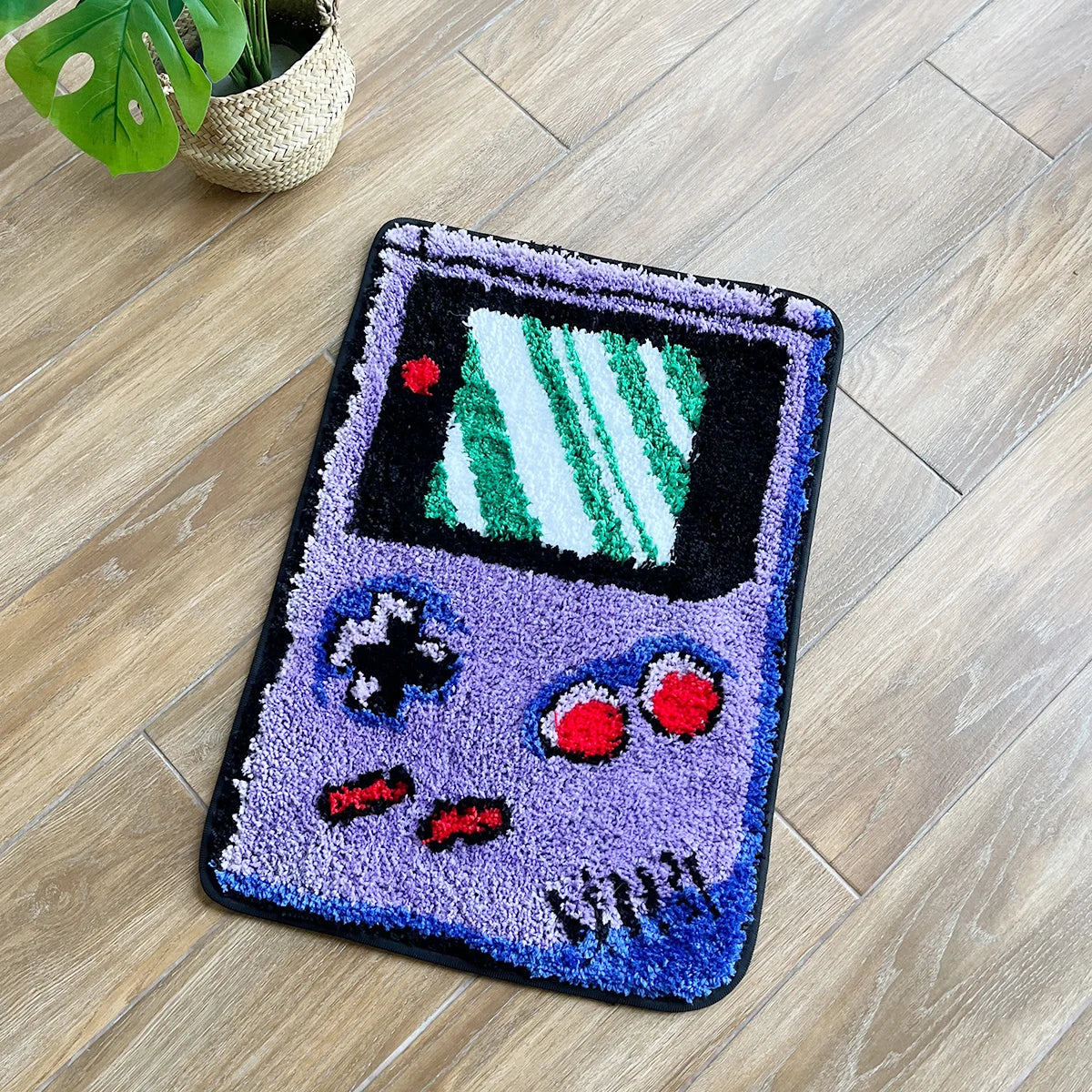 Game Boy Inspired Tufted Rug – Retro Handheld Console Floor Mat for Bedroom or Studio