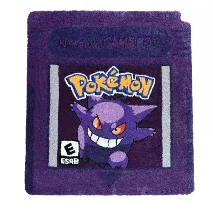 Retro Game Cartridge Rug – Vintage-Style Red Gaming Tufted Mat for Bedroom or Game Room.