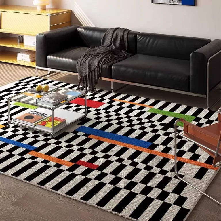 Linear Harmony | Black Stripe Modern Plush Rug by Marin Étoile