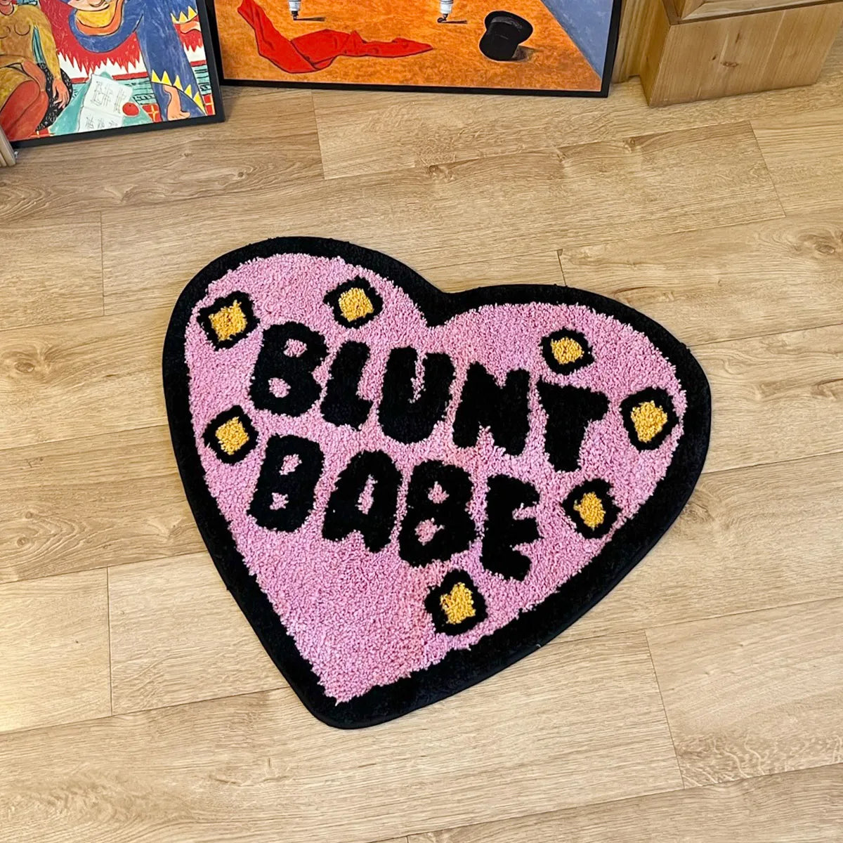 Pink Heart Tufted Rug – Cute Babe Design Floor Mat