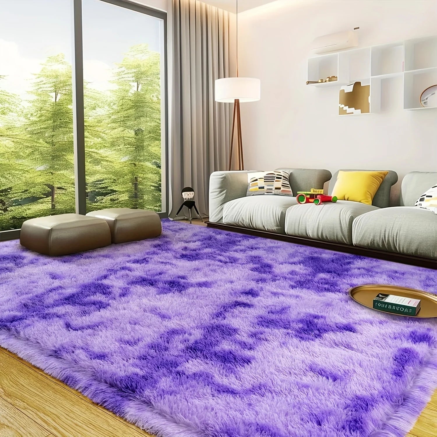 AuroraDream Purple Plush Rug – Ultra-Soft Non-Slip Art Carpet for Living Room, Bedroom & Nursery
