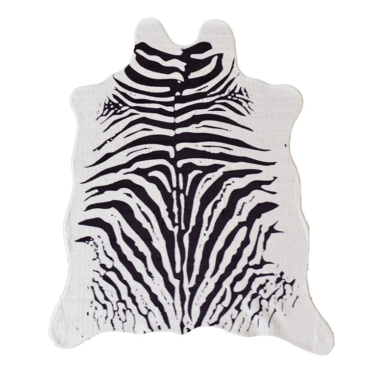 Cowhide Drift Luxe Rug – Modern Irregular Faux Cowhide Plush Carpet