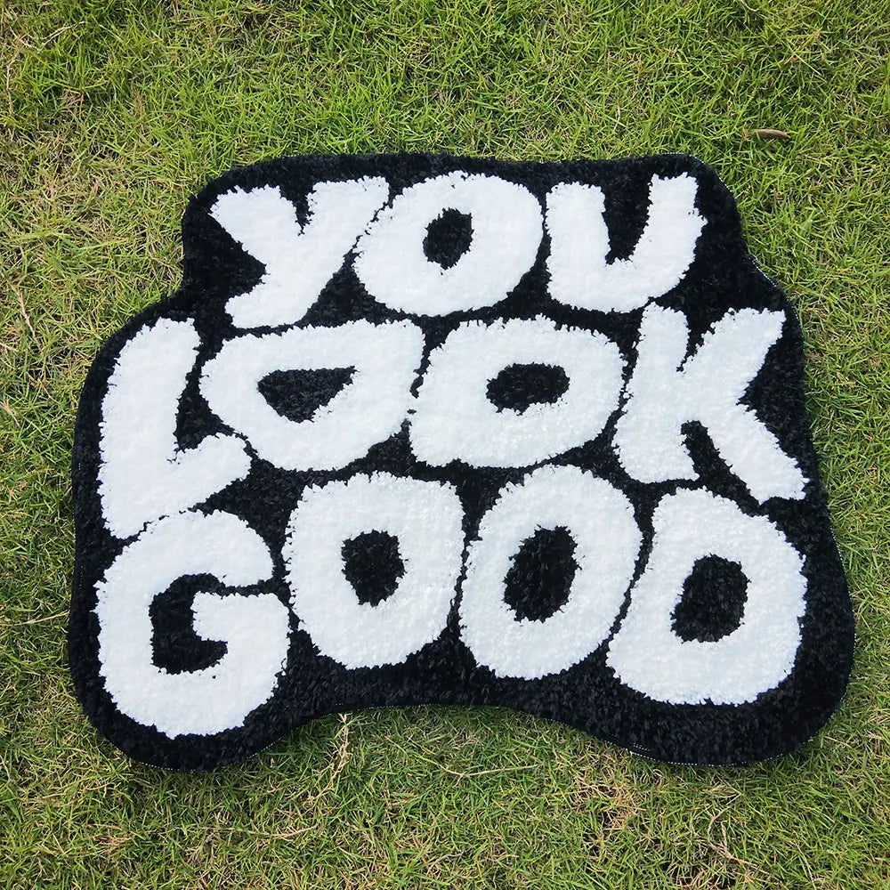 Tufted “You Look Good” Rug – Cute, Fun & Handmade Charm for Any Space
