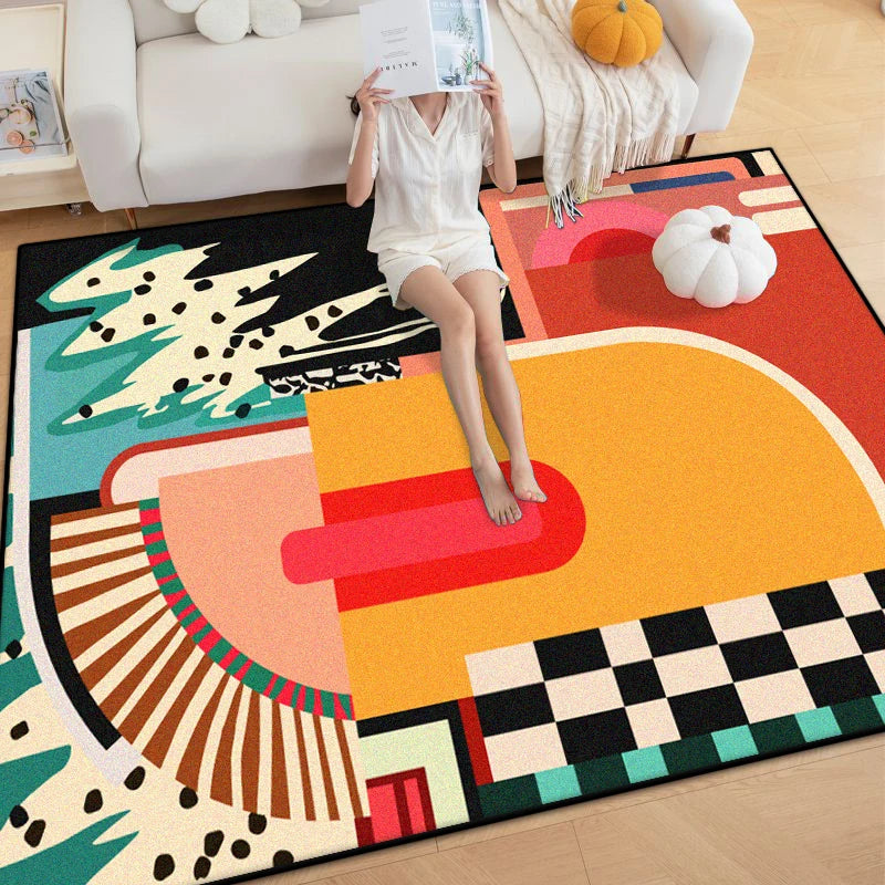 Chromatic Drift Art Rug by Aurelia Voss – Colorful Modern Fluffy Area Rug