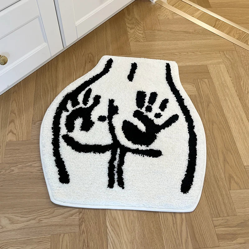 Abstract Body Tufted Rug – Funny Handprint Art Carpet