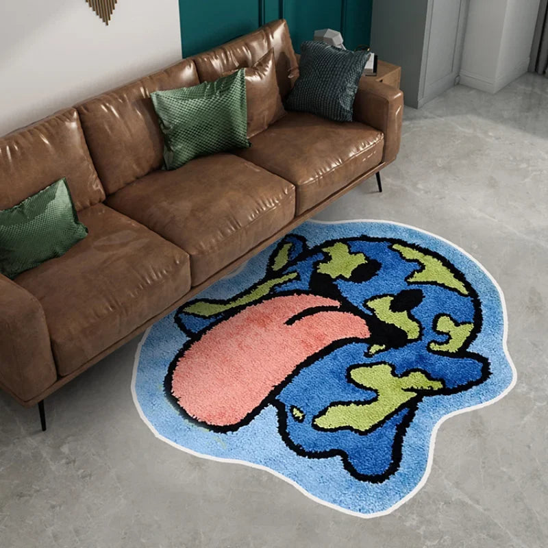 Cute Graphic Plush Rug – Soft Cartoon Floor Mat for Living Room, Bedroom, or Entryway