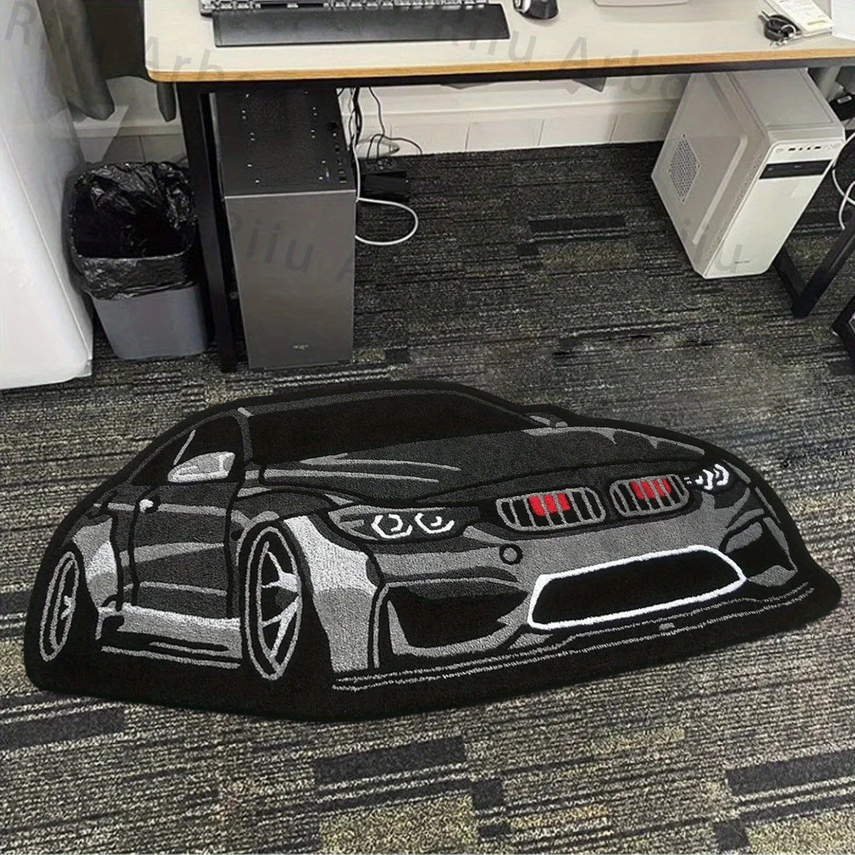 BMW M4 Inspired Tufted Rug – Sports Car Floor Mat for Bedroom or Garage