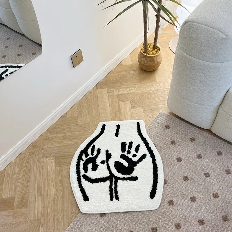 Abstract Body Tufted Rug – Funny Handprint Art Carpet