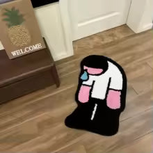 Emotional Cartoon Tufted Rug – Funny Meme-Style Floor Mat