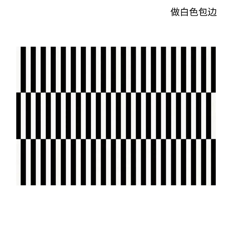 Linear Harmony | Black Stripe Modern Plush Rug by Marin Étoile