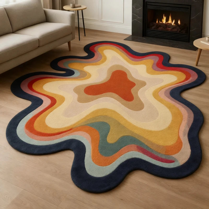 “Dopamine Drift” Irregular Abstract Art Rug by Ava Lioré