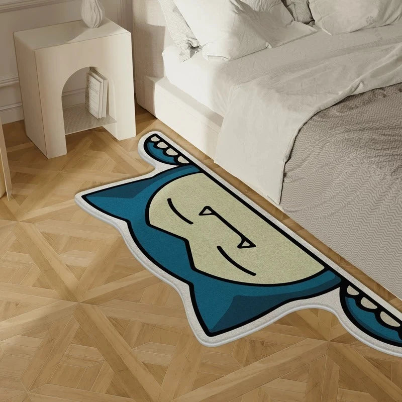 Sleepy Monster Tufted Rug – Cute Blue Character Floor Mat for Bedroom or Gaming Setup.