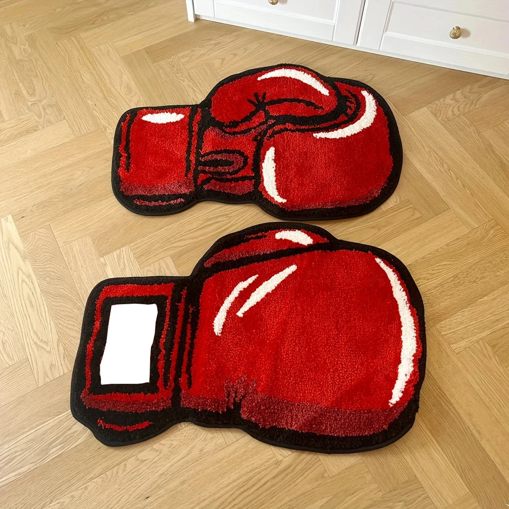 Boxing Glove Tufted Rug – Red Sports Floor Mat for Bedroom or Gym