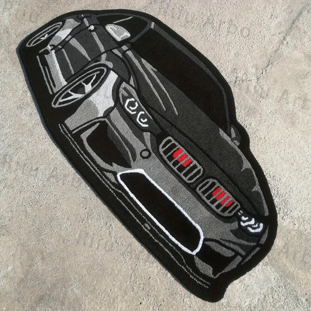 BMW M4 Inspired Tufted Rug – Sports Car Floor Mat for Bedroom or Garage