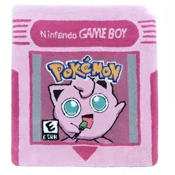 Retro Game Cartridge Rug – Vintage-Style Red Gaming Tufted Mat for Bedroom or Game Room.