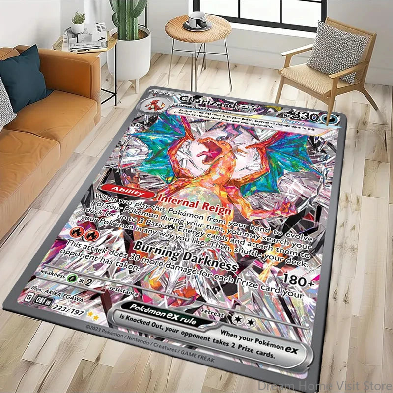 Japanese Anime Retro Pokemon Card Pattern Carpets Bedroom Play Mats Rug Liveroom Home Decor Carpet