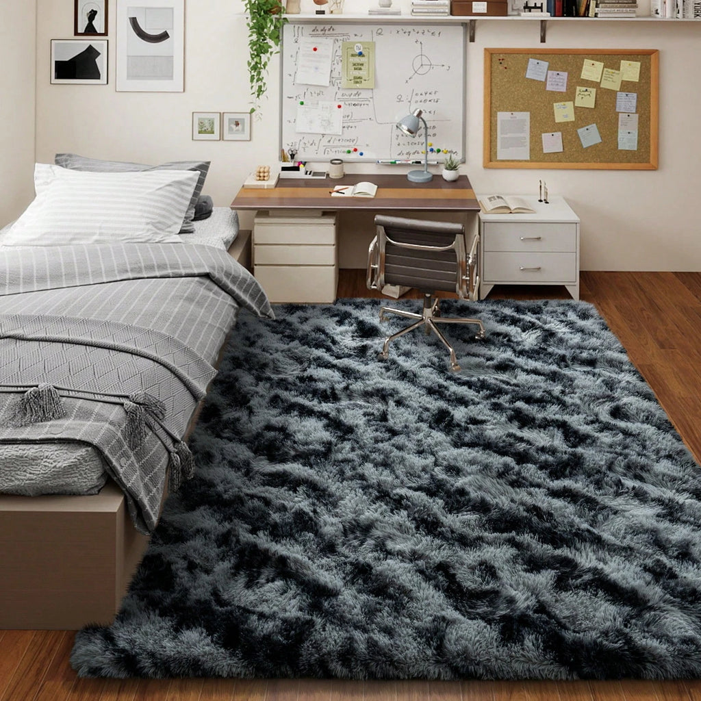 Liora Gnizama Striped Plush Rug in Black & Gray – Ultra Soft Washable Living Room & Bedroom Area Rug
