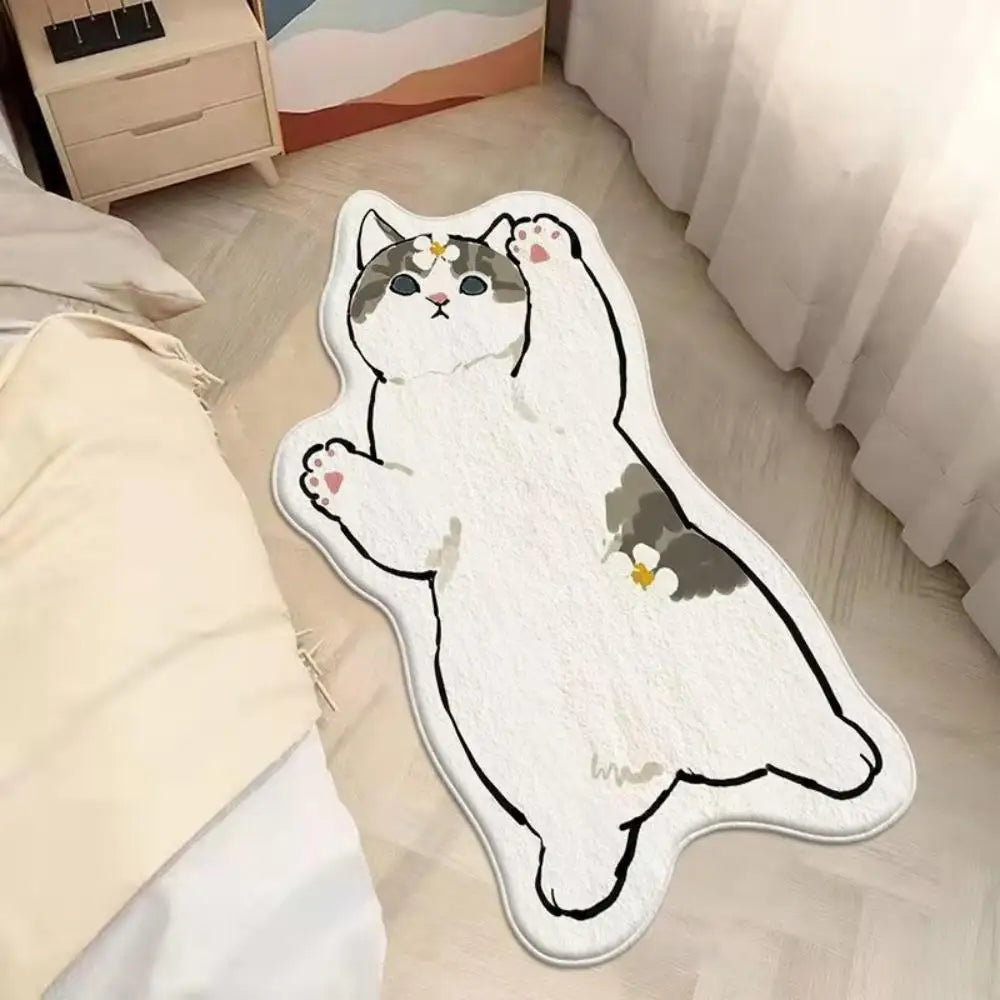 Cartoon Cat Tufted Rug – Playful Kitty Design Floor Mat for Bedroom or Bathroom