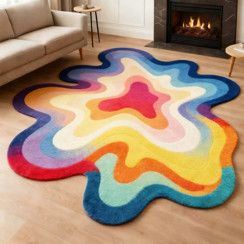 “Dopamine Drift” Irregular Abstract Art Rug by Ava Lioré