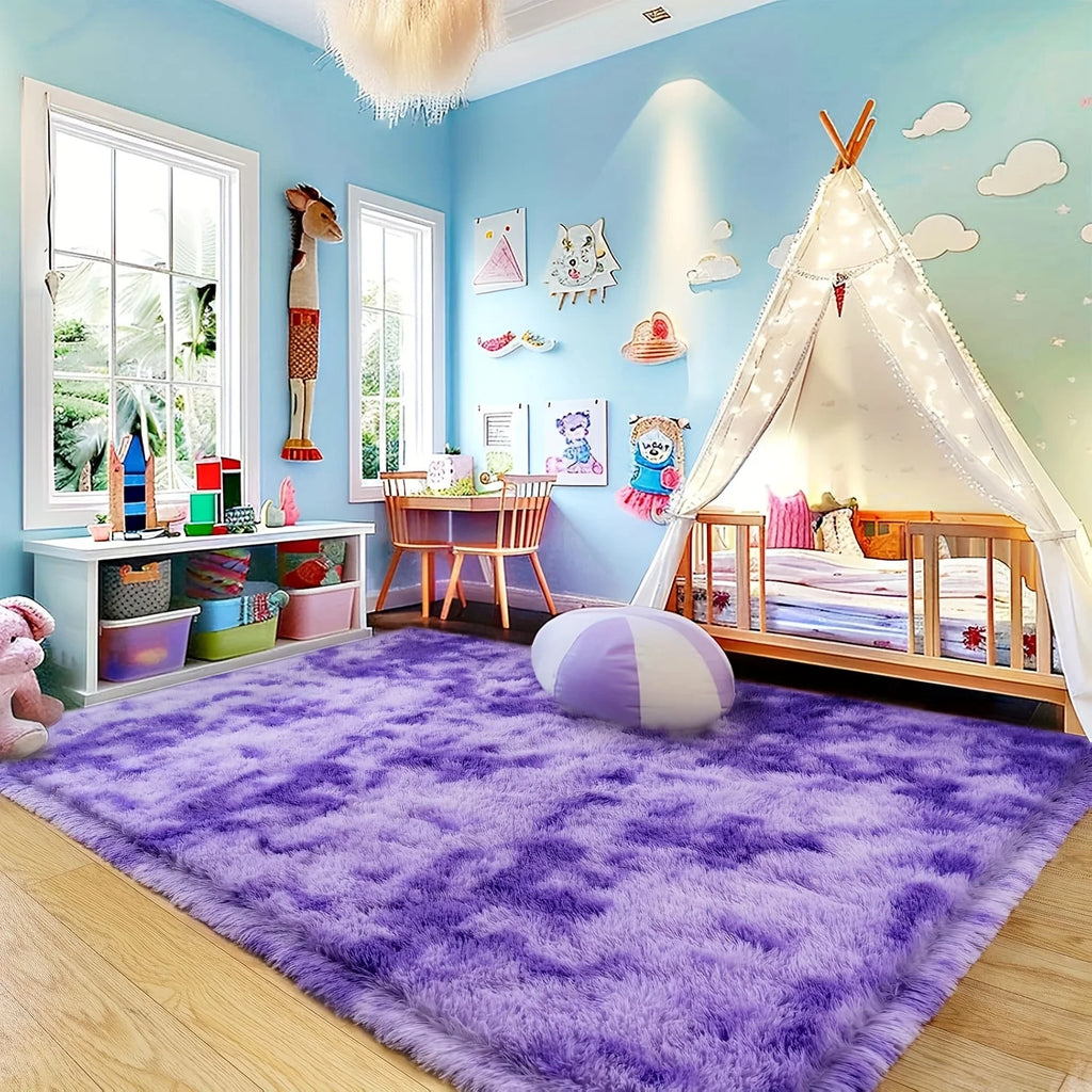 AuroraDream Purple Plush Rug – Ultra-Soft Non-Slip Art Carpet for Living Room, Bedroom & Nursery