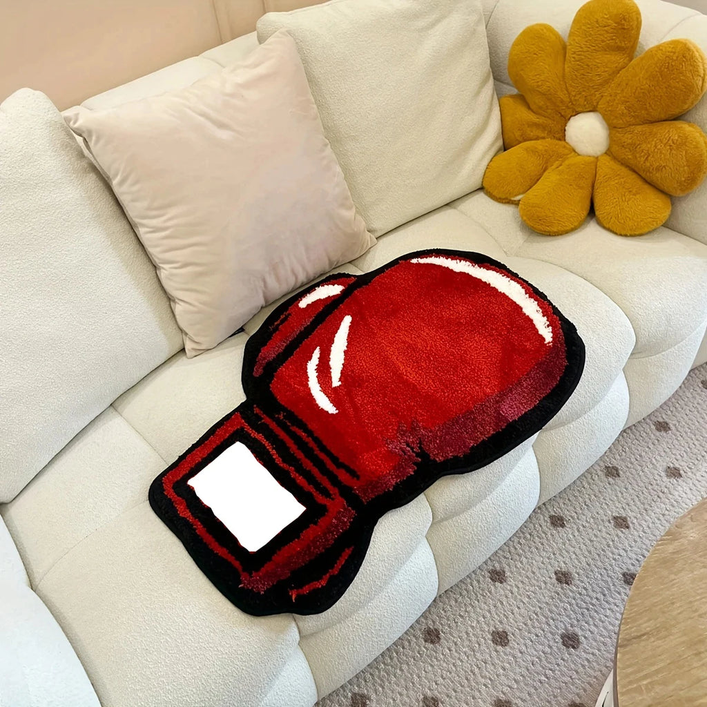 Boxing Glove Tufted Rug – Red Sports Floor Mat for Bedroom or Gym