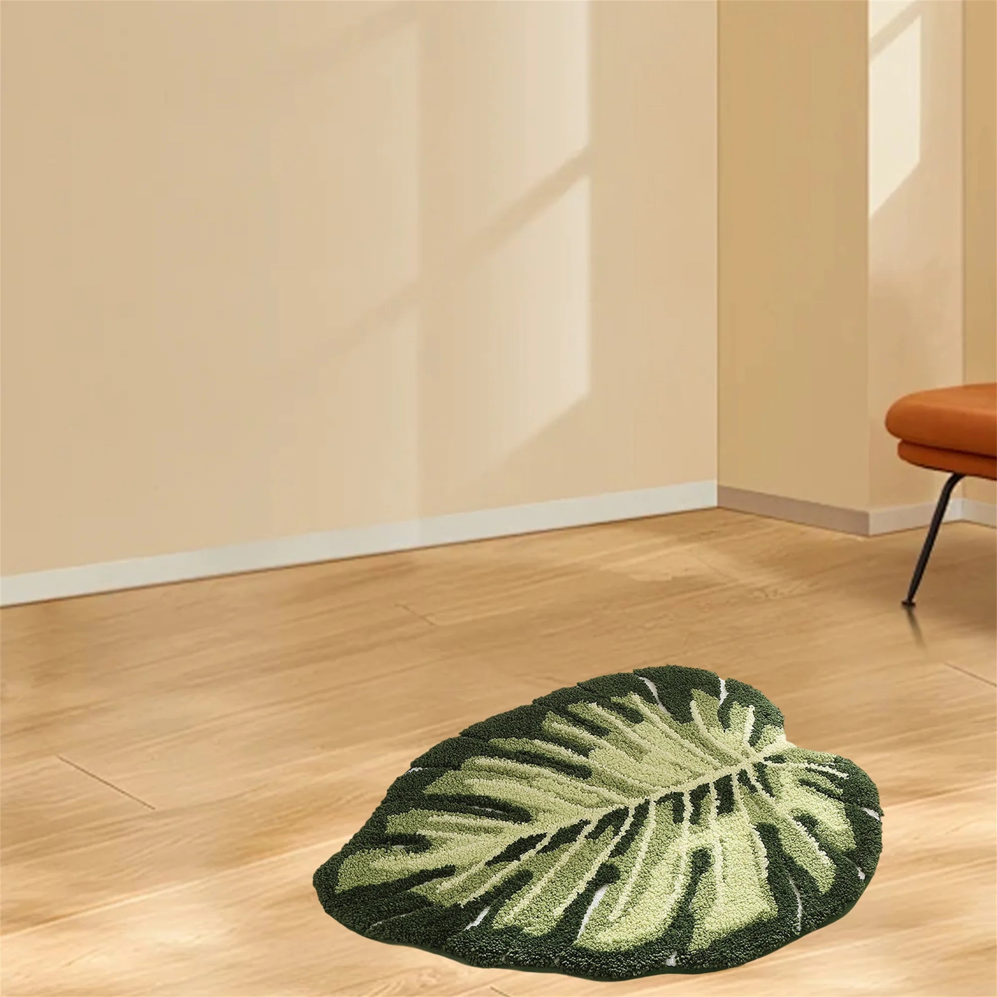 Green Leaf Luxe Bath Rug by Liora Vale – Soft Plush Non-Slip Bathroom Mat