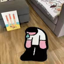 Emotional Cartoon Tufted Rug – Funny Meme-Style Floor Mat