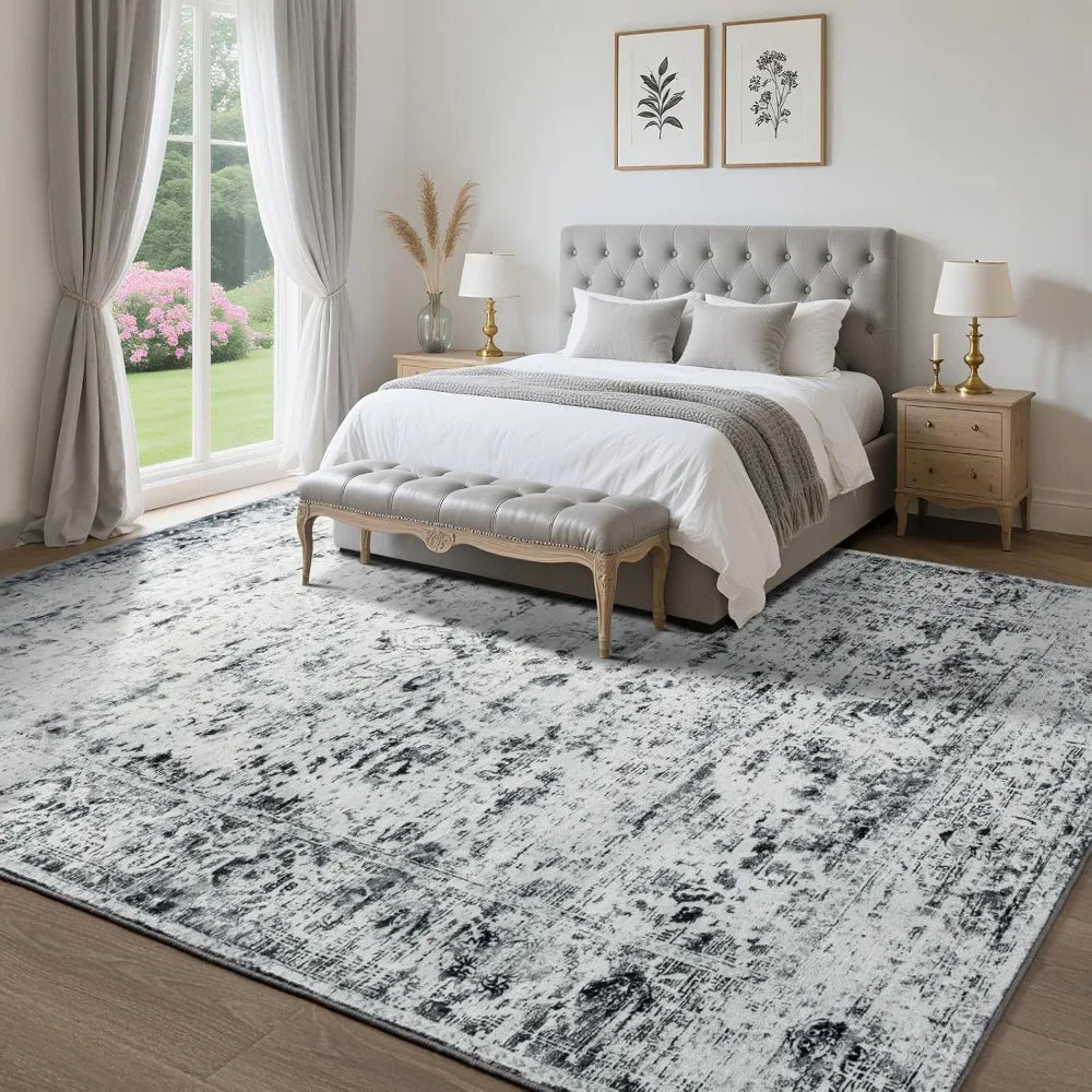 “Moonwash No. 4” 8x10ft Tufted Abstract Grey Area Rug